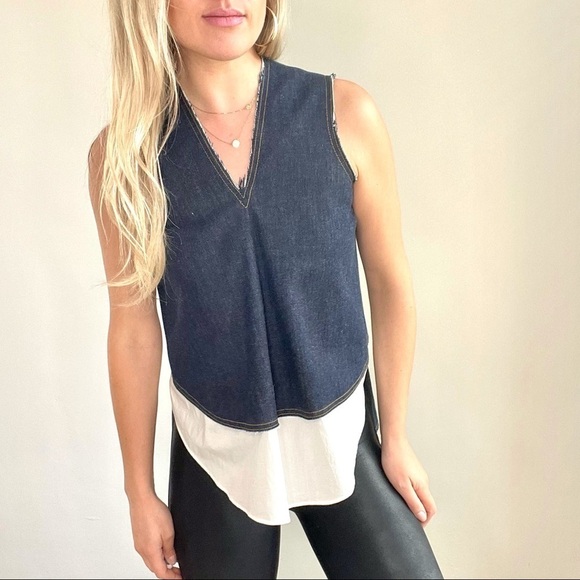 Derek Lam 10 Crosby Denim Sleeveless Top size 2 - Picture 1 of 13